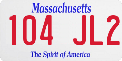 MA license plate 104JL2