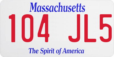 MA license plate 104JL5