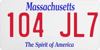 MA license plate 104JL7