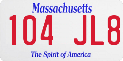 MA license plate 104JL8