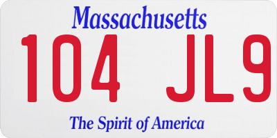 MA license plate 104JL9