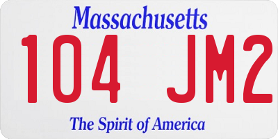 MA license plate 104JM2