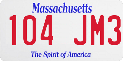 MA license plate 104JM3