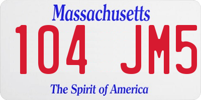 MA license plate 104JM5