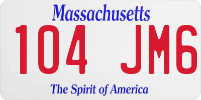 MA license plate 104JM6