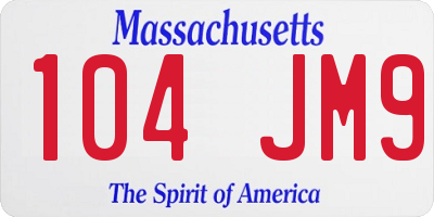 MA license plate 104JM9