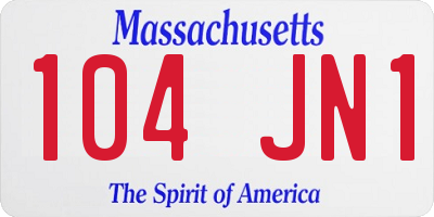MA license plate 104JN1