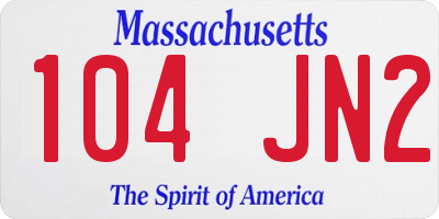 MA license plate 104JN2