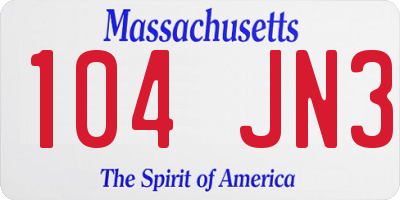 MA license plate 104JN3