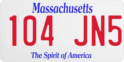 MA license plate 104JN5
