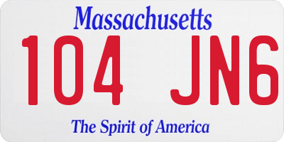 MA license plate 104JN6