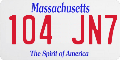 MA license plate 104JN7