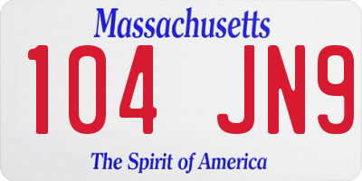 MA license plate 104JN9