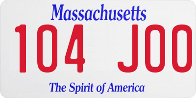 MA license plate 104JO0