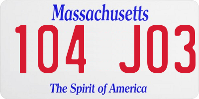 MA license plate 104JO3