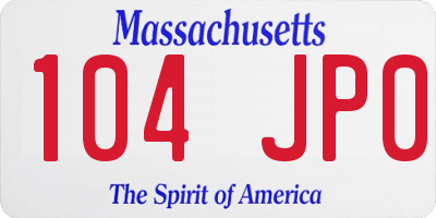 MA license plate 104JP0