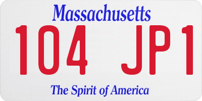 MA license plate 104JP1