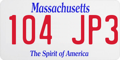 MA license plate 104JP3