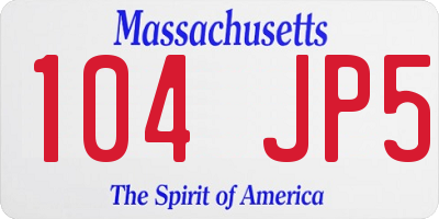 MA license plate 104JP5