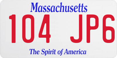 MA license plate 104JP6