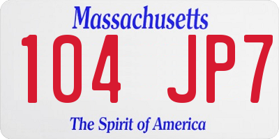 MA license plate 104JP7