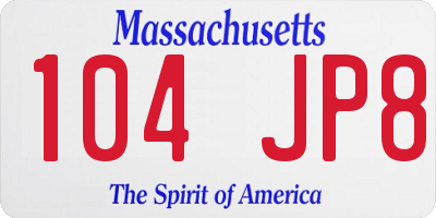 MA license plate 104JP8