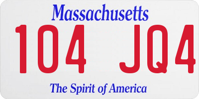 MA license plate 104JQ4