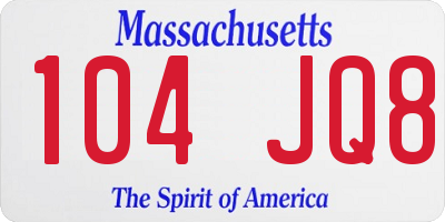 MA license plate 104JQ8