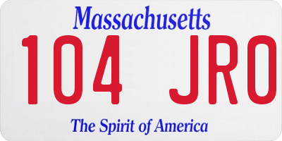 MA license plate 104JR0
