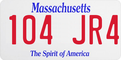 MA license plate 104JR4
