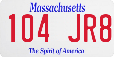 MA license plate 104JR8