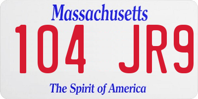 MA license plate 104JR9