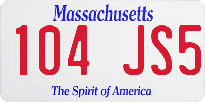 MA license plate 104JS5
