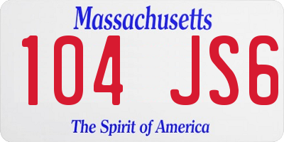 MA license plate 104JS6