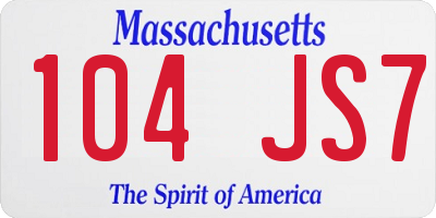 MA license plate 104JS7