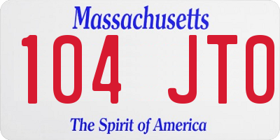 MA license plate 104JT0