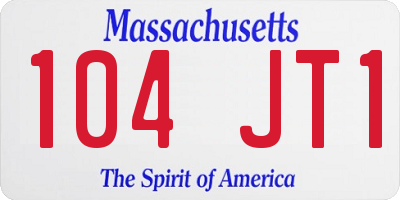 MA license plate 104JT1