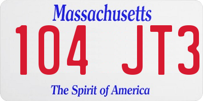 MA license plate 104JT3