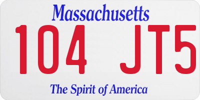 MA license plate 104JT5