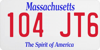 MA license plate 104JT6