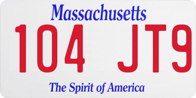 MA license plate 104JT9