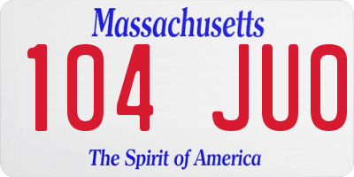 MA license plate 104JU0