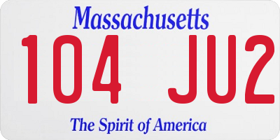 MA license plate 104JU2