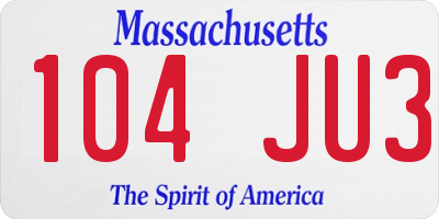 MA license plate 104JU3