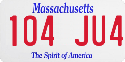MA license plate 104JU4