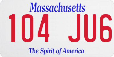 MA license plate 104JU6