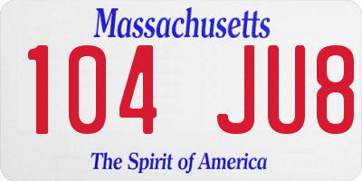 MA license plate 104JU8