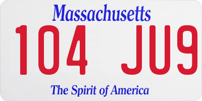 MA license plate 104JU9