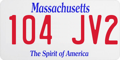 MA license plate 104JV2