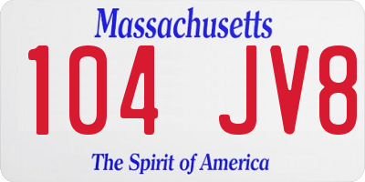 MA license plate 104JV8